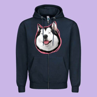 Husky Zipper Hoodie Designed By Jasminsmagicworld