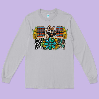 Dog Mom Western Long Sleeve Tee Designed By Racoondesign