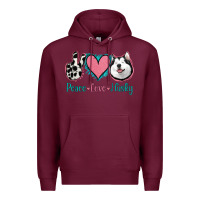 Burgundy Peace Love Husky Premium Hoodie - Jasminsmagicworld