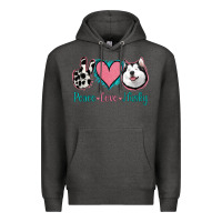 Charcoal Heather Peace Love Husky Premium Hoodie - Jasminsmagicworld