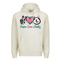 Oatmeal Heather Peace Love Husky Premium Hoodie - Jasminsmagicworld