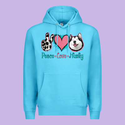Peace Love Husky Premium Hoodie Designed By Jasminsmagicworld