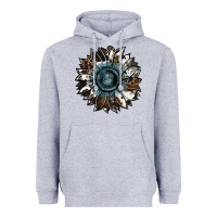 Heather Grey cowhide leopard and  leather sunflower Heavyweight Hoodie - RanaPortraitStore