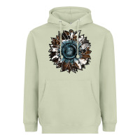 Matcha cowhide leopard and  leather sunflower Heavyweight Hoodie - RanaPortraitStore