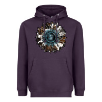 Plum cowhide leopard and  leather sunflower Heavyweight Hoodie - RanaPortraitStore