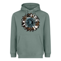 Sage cowhide leopard and  leather sunflower Heavyweight Hoodie - RanaPortraitStore