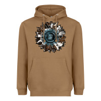 Toasted Coconut cowhide leopard and  leather sunflower Heavyweight Hoodie - RanaPortraitStore