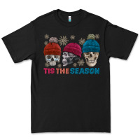 Black tis the season skull winter Premium Tee - FaDigitalArtStudio