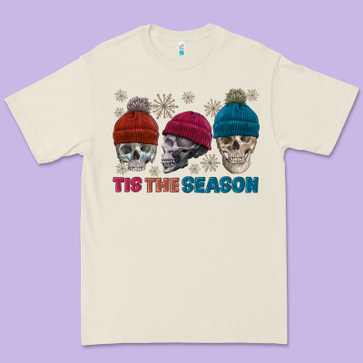 Tis The Season Skull Winter Premium Tee Designed By Fadigitalartstudio