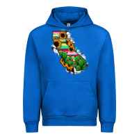 Cobalt California Map Sunflower Cactus Serape Urban Hoodie - RanaPortraitStore
