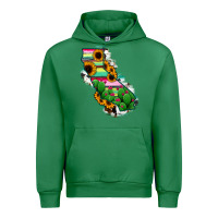 Emerald California Map Sunflower Cactus Serape Urban Hoodie - RanaPortraitStore