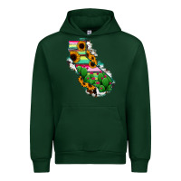 Forest Green California Map Sunflower Cactus Serape Urban Hoodie - RanaPortraitStore