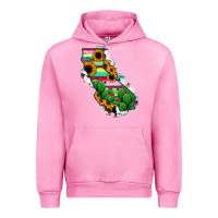 Fuchsia Pink California Map Sunflower Cactus Serape Urban Hoodie - RanaPortraitStore