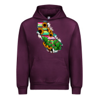 Mauve Wine California Map Sunflower Cactus Serape Urban Hoodie - RanaPortraitStore