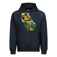 Navy California Map Sunflower Cactus Serape Urban Hoodie - RanaPortraitStore
