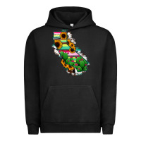Pigment Black California Map Sunflower Cactus Serape Urban Hoodie - RanaPortraitStore