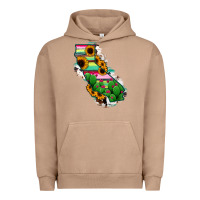 Pigment Burro California Map Sunflower Cactus Serape Urban Hoodie - RanaPortraitStore