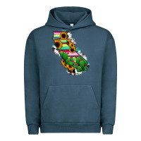 Pigment Midnight Navy California Map Sunflower Cactus Serape Urban Hoodie - RanaPortraitStore