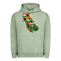 Pigment Oil Green California Map Sunflower Cactus Serape Urban Hoodie - RanaPortraitStore