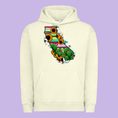 California Map Sunflower Cactus Serape Urban Hoodie Designed By Ranaportraitstore