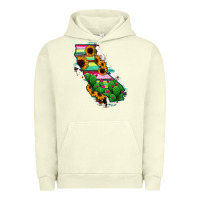 Pigment Pistachio California Map Sunflower Cactus Serape Urban Hoodie - RanaPortraitStore