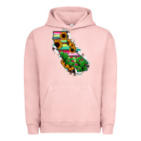Pigment Salmon California Map Sunflower Cactus Serape Urban Hoodie - RanaPortraitStore