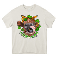 Cream St. Patrick's Day cow Heavy Core Tee - FaDigitalArtStudio