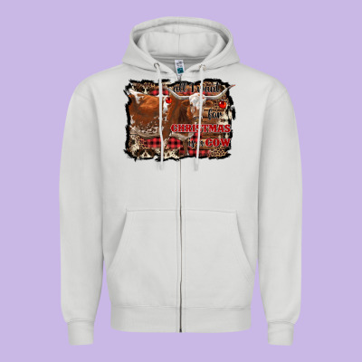 All I Want For Christmas Is A Cow Zipper Hoodie Designed By Ranaportraitstore