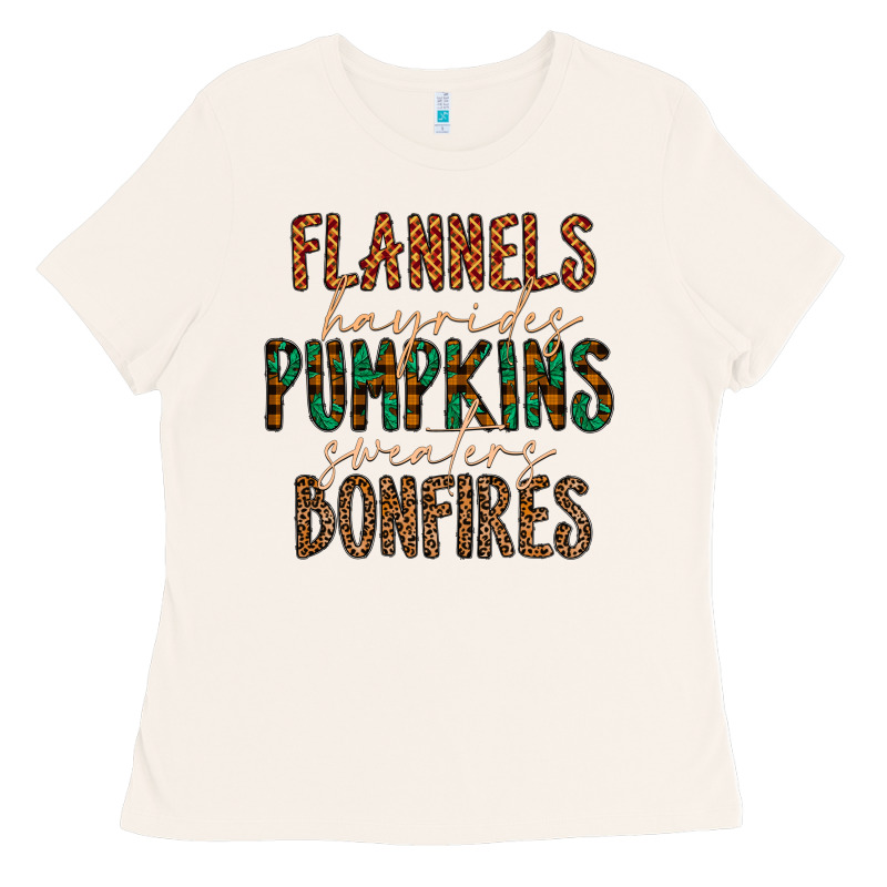 Flannels Hayrides Pumpkins Bonfires Ladies Tee by CowhideDigitalArt | Teevron