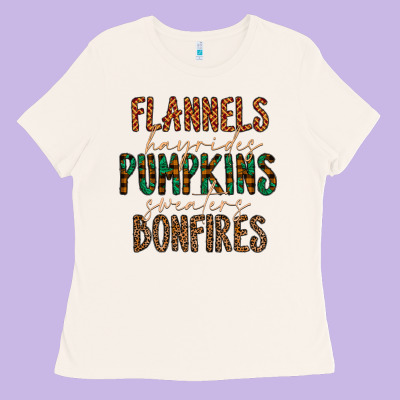 Flannels Hayrides Pumpkins Bonfires Ladies Tee Designed By Cowhidedigitalart