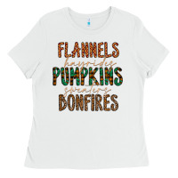 White flannels hayrides pumpkins bonfires Ladies Tee - CowhideDigitalArt