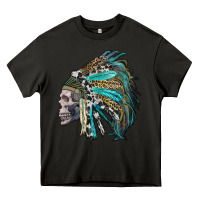 Asphalt western indian headdress with skull Heavy Core Tee - RanaPortraitStore