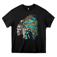Black western indian headdress with skull Heavy Core Tee - RanaPortraitStore
