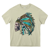 Mossy western indian headdress with skull Heavy Core Tee - RanaPortraitStore