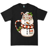 Black Christmas Snowman Coffee Cup Premium Tee - FaDigitalArtStudio