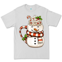 Dove Grey Christmas Snowman Coffee Cup Premium Tee - FaDigitalArtStudio