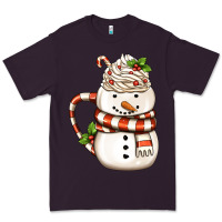 Plum Christmas Snowman Coffee Cup Premium Tee - FaDigitalArtStudio