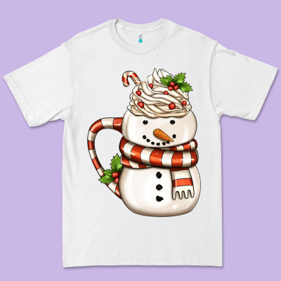 Christmas Snowman Coffee Cup Premium Tee Designed By Fadigitalartstudio