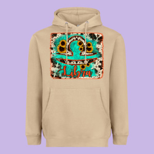 Libra Turquoise Cowhide Heavyweight Hoodie Designed By Ranaportraitstore
