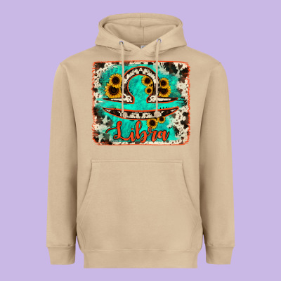 Libra Turquoise Cowhide Heavyweight Hoodie Designed By Ranaportraitstore