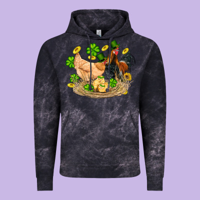 St Patricks Day Farm Chicken Rooster Chick  Shamrock Gold Vintage Hoodie Designed By Artiststas