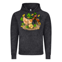Vintage Black st patricks day farm chicken rooster chick  shamrock gold Vintage Hoodie - Artiststas