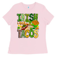 Bubblegum Pink Irish i Had Tacos Ladies Tee - CowhideDigitalArt