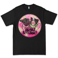 Black Pink Merry Christmas Pig Premium Tee - FaDigitalArtStudio