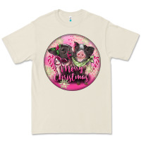 Bone Pink Merry Christmas Pig Premium Tee - FaDigitalArtStudio