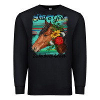 Black just a girl who loves horseshoe Premium Sweatshirt - RanaPortraitStore