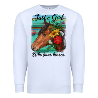 White just a girl who loves horseshoe Premium Sweatshirt - RanaPortraitStore