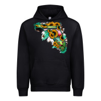 Black Florida Map Sunflower Cactus Serape Urban Hoodie - RanaPortraitStore