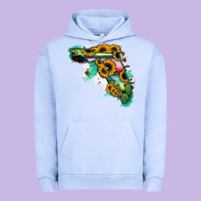 Florida Map Sunflower Cactus Serape Urban Hoodie Designed By Ranaportraitstore