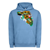 Pigment Pebble Blue Florida Map Sunflower Cactus Serape Urban Hoodie - RanaPortraitStore